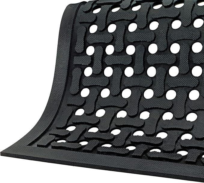 M+A Matting Comfort Flow Anti Fatigue Mat - Grease Proof, Oil Proof, Odor Resistant, Lightweight Commercial Kitchen Mat for Wet Areas – Black (3' x 5')