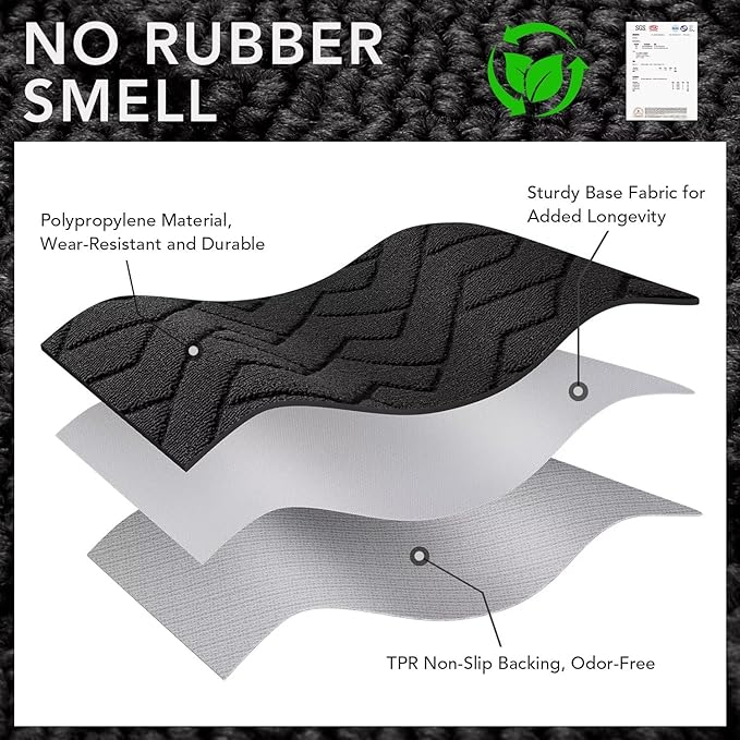 hicorfe Dirt Trapper Indoor Doormat,20"x48" Welcome Door mat,Non Slip Backing Washable Door Mats,Absorbent and Resistant Low-Profile Entrance Inside Floor Mat for Front Back Door,Entryway (Charcoal)