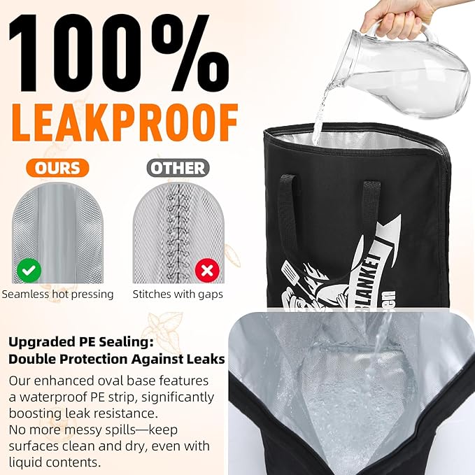 Valentines Day Gifts Upgraded BBQ Blanket for Resting Meat - Air Fryer Kitchen Camping Baking Party Essential -Smoker Accessories Brisket Blanket - Insulated Meat Resting Bag with Wide Mouth for Steak/ Pork Shoulder/ Turkey - Birthday Anniversary BBQ A...