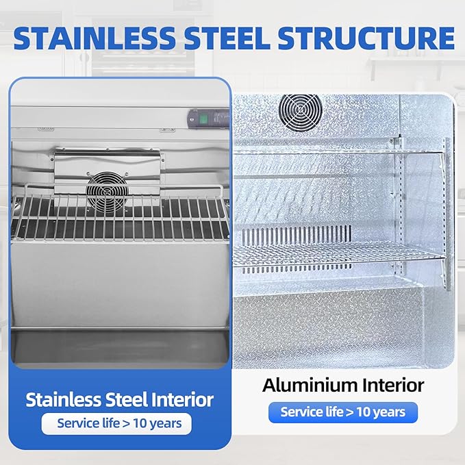 48" W Commercial Refrigerator Sandwich Salad Prep Table, Sandwich Prep Table Refrigerator, Salad Bar Buffet Station For Home with 2 Shelves, Sandwich Prep Table with 12 Pans for Restaurant
