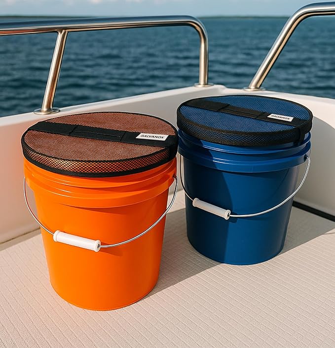 GALVANOX Mesh Lid for 5 Gallon Bucket, Compatible with Loadout Buckets - Boat Trash Can Cover for Fishing and Boating
