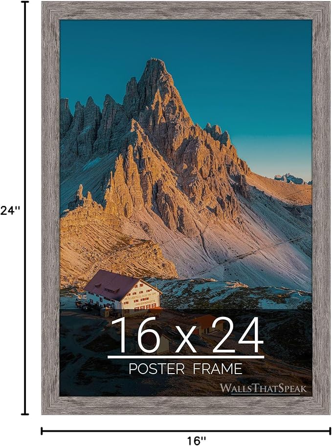 wallsthatspeak 16x24 Gray Barnwood Picture Frame for Puzzles Posters Photos or Artwork