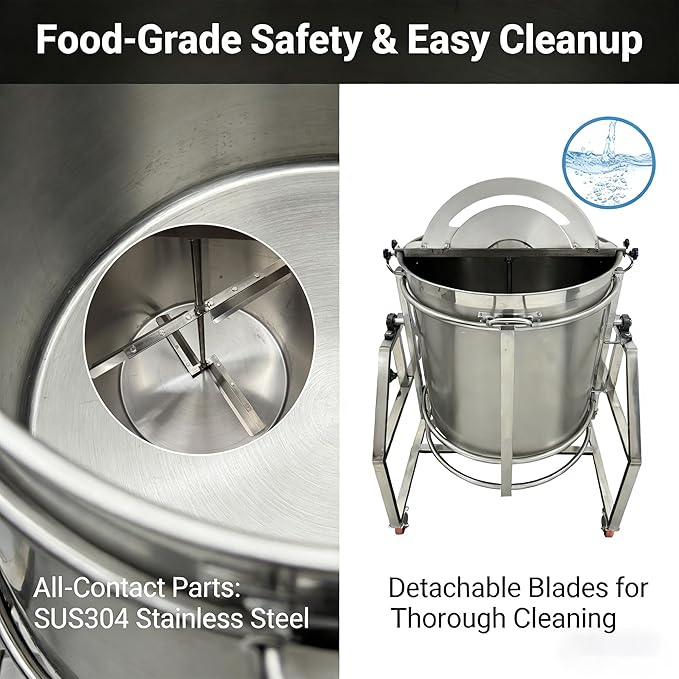 270L Commercial Mixing Kettle Electric Stirrer & Natural Gas Heating for Soup/Sauce/Stew/Porridge/Hot Pot Base Automatic Food Mixer 500W SUS304 Stainless Steel Adjustable Stirring 110V