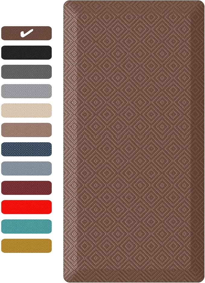 Ophanie Kitchen mats for Floor, 3/4 inch Thick, Kitchen Rugs, 20x39 Anti Fatigue Standing Cushioned Mat, Waterproof,Comfort Ergonomic mat for Office, Home, Sink, Brown Non-Slip Bottom