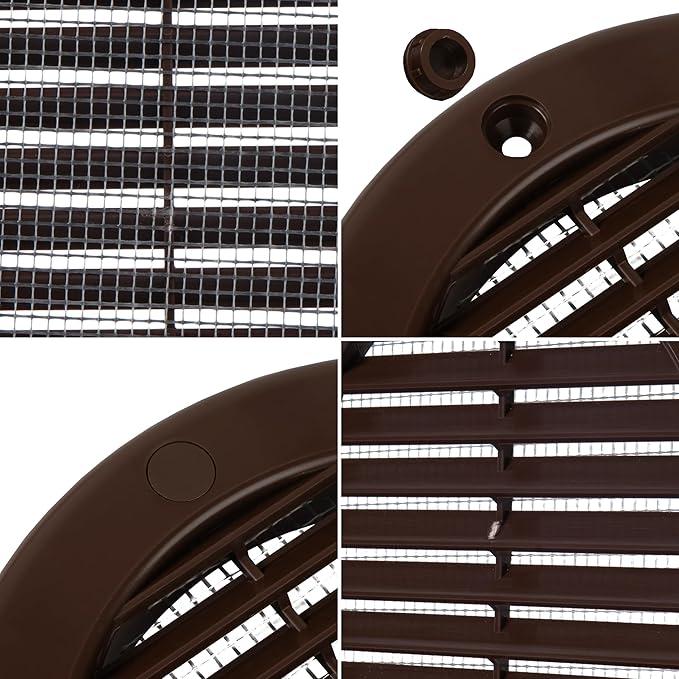 Repa Market 4 Inch (Opening) Brown Round Air Vent Cover - Pack of 2 Plastic Fresh Air Intake Vent - AC Cover with Nylon Mesh Screen - Wall, Ceiling HVAC Return Air Register - Modern Soffit Vents