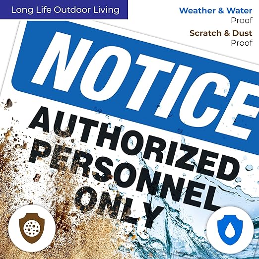 Authorized Personnel Only Sign, 10x14 Inches, 55 mil Thick HDPS (High Density Polystyrene), Made in USA