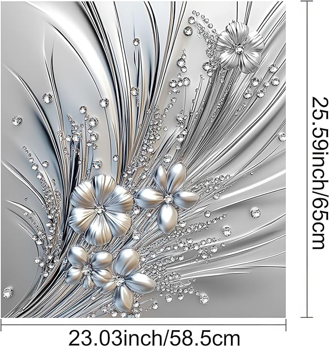 Flowers Dishwasher Magnet Cover 23x26 Inch Silver Floral Refrigerator Sticker Washer Kitchen Decor Floral Magnets Sticker Refrigerator Magnets Decor Panel Kitchen Appliances Art Decor