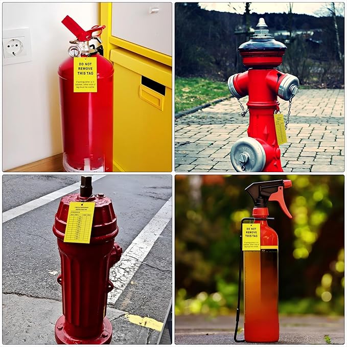 Monthly Fire Extinguisher Inspection Tags Record 4-Year Maintenance Tags Fire Recharge and Inspection Record Tag for Indoor Outdoor Extinguishers(50 Pieces)