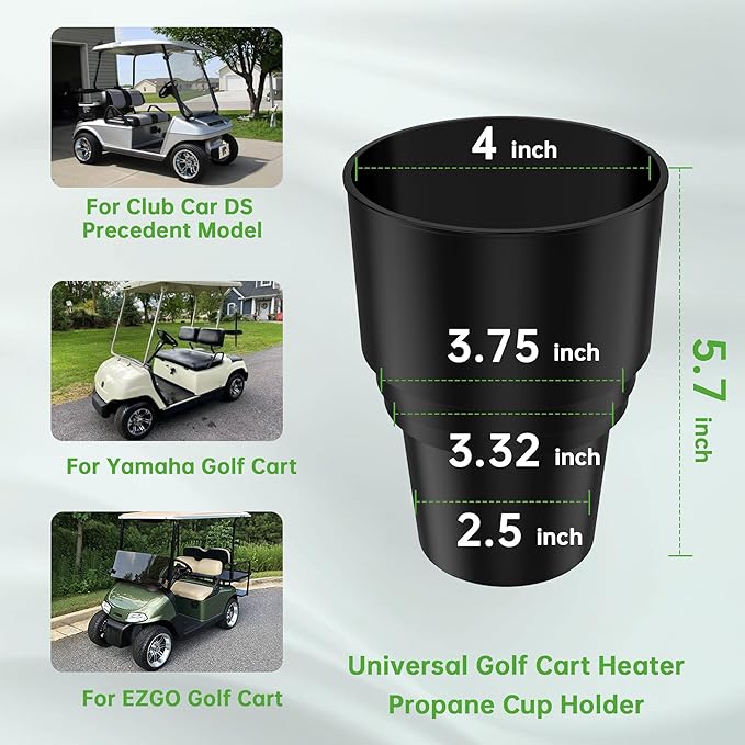 10L0L 2 Pack Golf Cart Cup Holder, Dash Adapter for Portable Propane Heater Cylinder, Universal Replacement Drink Holder for Yamaha EZGO Club Car