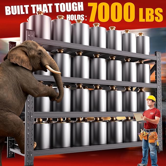 7000LBS Storage Shelves Heavy Duty, Metal Storage Shelves 4 Tier Units Adjustable Utility Rack Shelf, Heavy Duty Garage Racks Shelving for Basement, Industrial, Garage Shelving 60" W x 24" D x 70" H