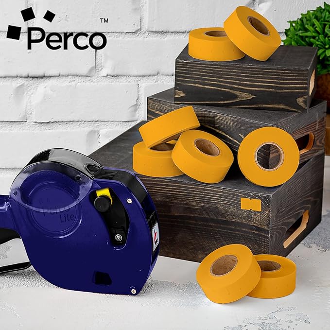 Perco 1 Line Fluorescent Orange Labels - Case of 30 Sleeves, 240,000 Blank Pricing Labels for Perco Lite, X, Plus and Pro 1 Line Price and Date Guns