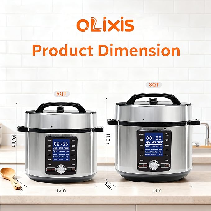OLIXIS Electric Pressure Cooker 8.45Quart, 24 Functions in 1, Stainless Steel Pressure Cooker for Canning, Slowcook, Yogurt, Steam, Rice Grain, Soup, Bean, Poultry, Beef, Bake, Stew, Porridge