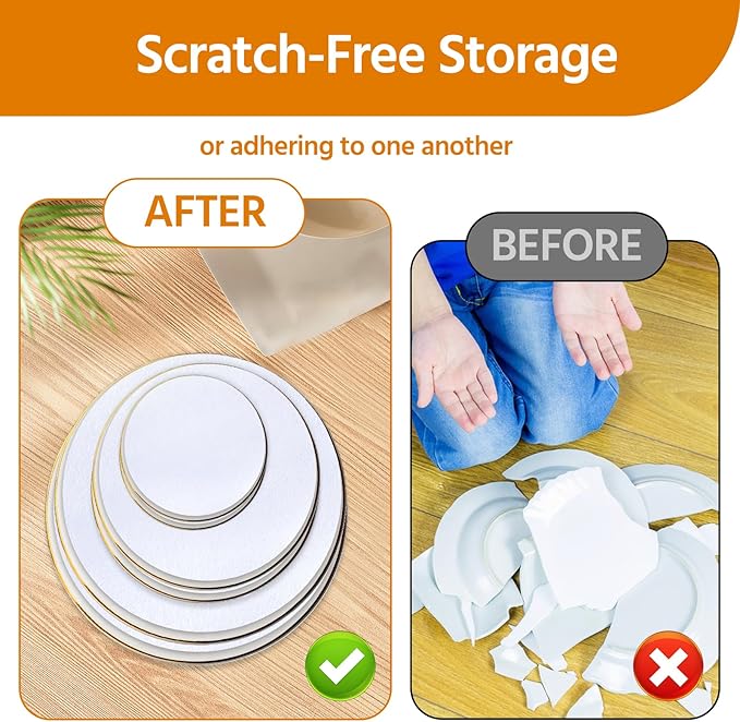 PureBalance 36 pieces pot and pan protectors for stacking - 3 sizes (4.5-10 inch) - felt pads for china storage containers pot protectors for stacking