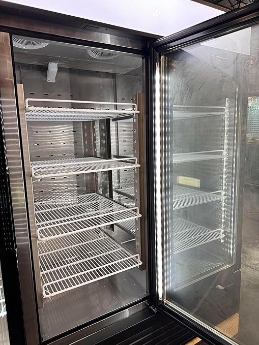 Commercial Grade Merchandiser Refrigerator with 3 Fog Resistant Glass Doors, 69 Cubic Feet, Stainless Steel & Black