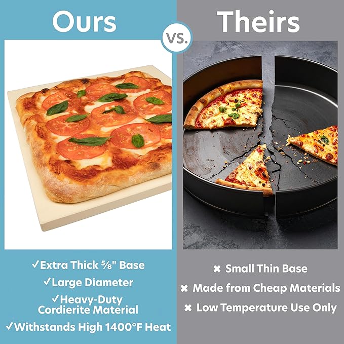 CucinaPro Pizza Stone for Oven, Grill or BBQ- Extra Thick 5/8" Cordierite Rectangular Baking Stone for Better Cooking- 16" x 14" Pan- Holds High Temp For Crispy Crust- Kitchen Tool Essential Must Have
