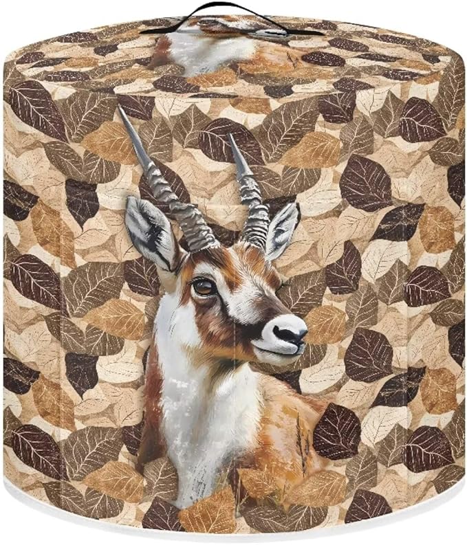 TODIYADDU Retro Leaf Elk Pressure Cooker Cover for Women Trendy Instant Pot Cover with Top Handle and Pocket Kitchen Appliance Cover Dust Cover for 3 Quart Instant Pot and Extra Accessories, M