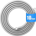 Refrigerator water line - 10 FT Premium Stainless Steel Braided Ice Maker Water Hose,Food grade PEX Inner Tube Fridge Water Line with 1/4" Fittings for Refrigerator Ice Maker