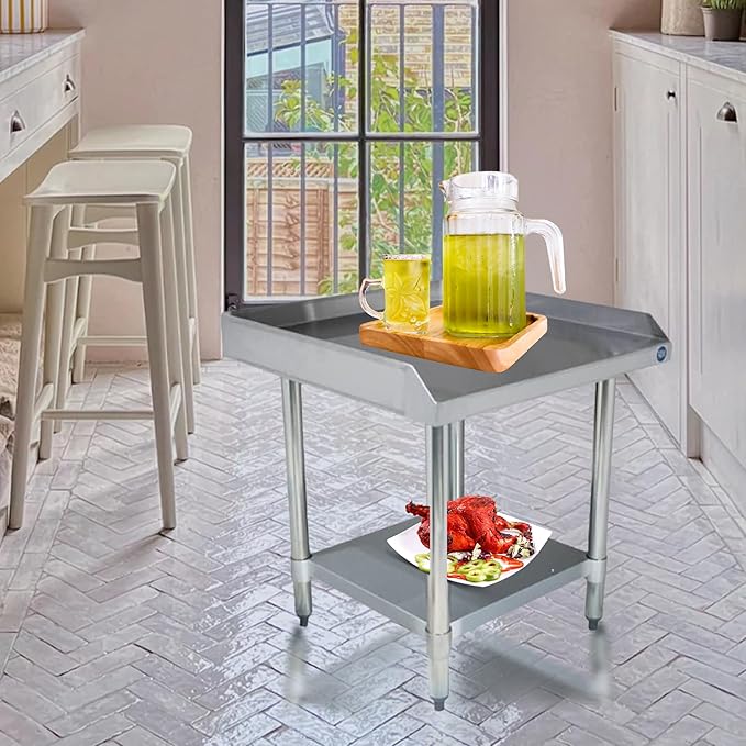 Stainless Steel Equipment Grill Stand with Adjustable Undershelf | Heavy Duty 18-Gauge Top | NSF Certified for Commercial Kitchen & Utility Use (24"x24")