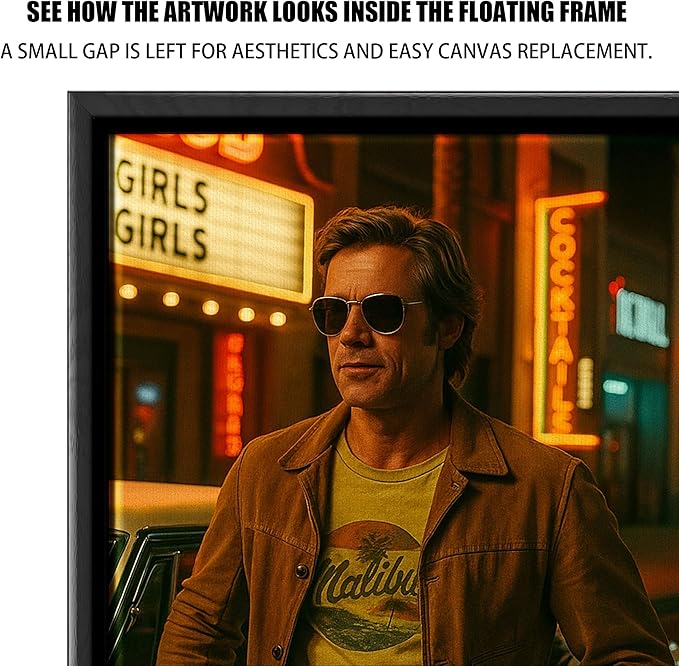 ART Canvas Floater Frame Fits 1”–1.25”Deep Gallery-Wrapped Canvas, Wood-Look Floater Frames for Finished Stretched Canvas Prints, Wall Oil Paintings Artwork for Home Bedroom (Back, 8" x 10")