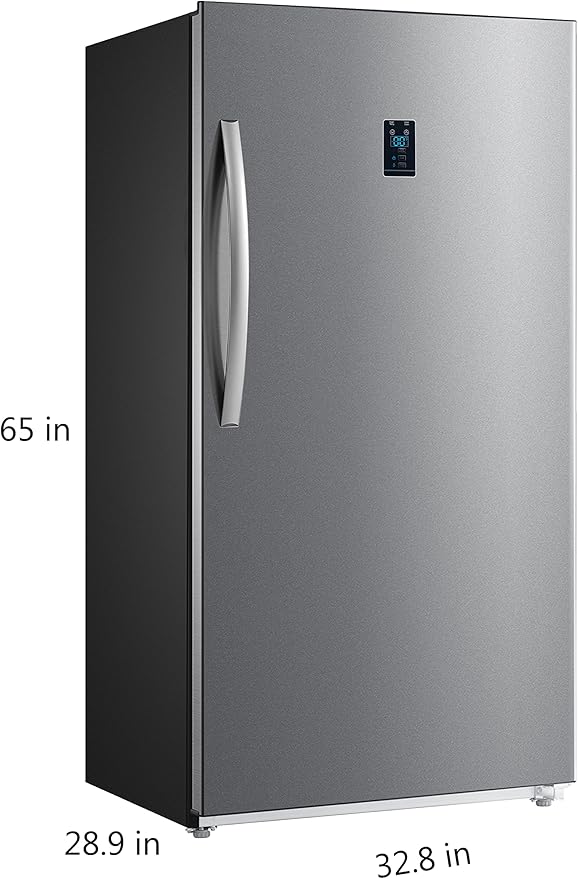 SMETA Upright Freezer 18 Cu ft Convertible Freezers Refrigerator, Garage Ready Stand Up Frost-Free Freeerless Fridge with Tempered Glass Shelves SS