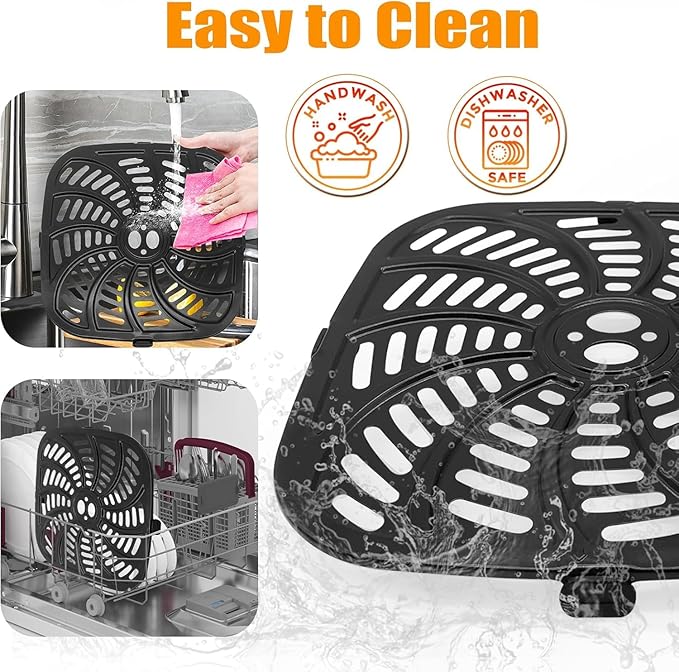 GWY Air Fryer Replacement Tray for Gourmia GAF856 GAF826 Air Fryer, Nonstick 9.8''*9.8'' square Air Fryer Replacement Parts Rack Grill Pan Grill Plate Crisper Plate for Gourmia 8QT Air Fryer