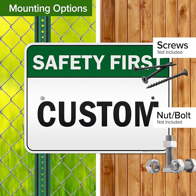 Custom Safety First Sign, Ansi Sign, Osha Compliant, 18x24 Inches, 3M EGP Reflective, Rust Free .080 Aluminum, Fade Resistant, Made in USA by My Sign Center