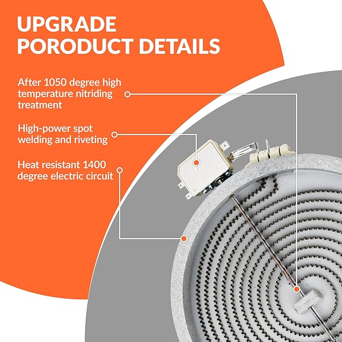 𝟮𝟬𝟮𝟲 𝙐𝙥𝙜𝙧𝙖𝙙𝙚𝙙 W11047722 8523692 W10248262 10" Radiant Surface Heating Element by puxyblue Fit for Whirl-pool Ken-more May-tag Electric Stove Range Replaces WP8273992 PS11775308 AP6041999