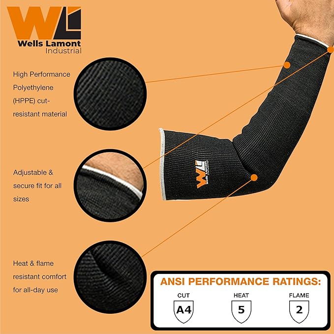 Wells Lamont INDUSTRIAL Heat & Flame Resistant Work Sleeve | Para-Aramid - Metal Fabrication, Automotive