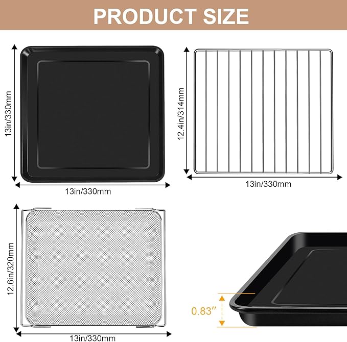 GCQ 3 IN 1 Smart Double Oven Basket for Ninja DCT401 DCT402 DCT451, 13''×12.6'' Steel Toaster Oven Dehydrator Cooling Rack Replacement Parts Accessories for Ninja DCT601 DCT651 Smart Oven