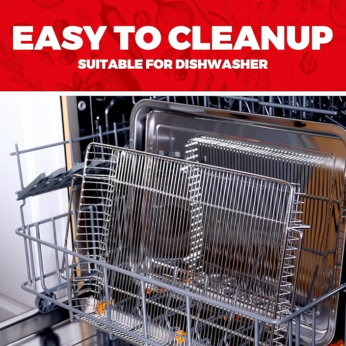 Air Fryer Basket for Oven, Air Fryer Basket and Stainless Steel Baking Tray Pant Oven Air Fryer Pan Rack for Cooking Baking Dishwasher and Broiling (13.9in * 8.8in &12.9 in * 9.7 in)