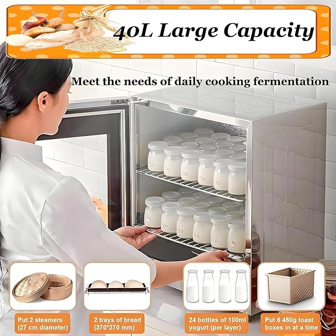 40L Electric Bread Proofing Box, Removable Dough Proofer with Timing & Humidity Control, Ideal for Yogurt & Bread Fermentation, Kitchen Essential for Baking Enthusiasts