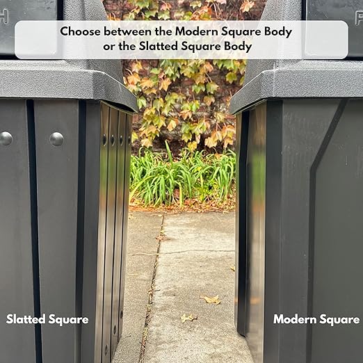 Campus Collection 32 Gallon Square Slatted 100% Recycled Plastic Heavy-Duty Commercial Outdoor or Indoor Trash Can with Push Top Lid | Great for Schools and Businesses - Blue
