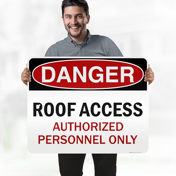 Danger Roof Access Authorized Personnel Only Sign, 24x30 Inches, 3M EGP Reflective, Rust Free .080 Aluminum, Fade Resistant, Made in USA by My Sign Center