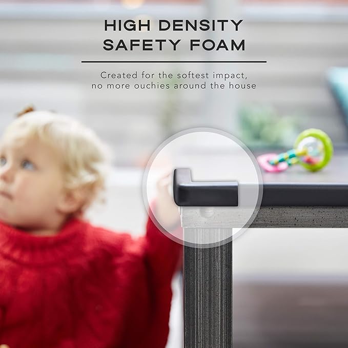 Bebe Earth - Baby Proofing Edge and Corner Guard Protector Set (16 Corners) - Safety Bumpers - Child Proof Furniture and Tables - Pre-Taped Bumper Corners (Black)
