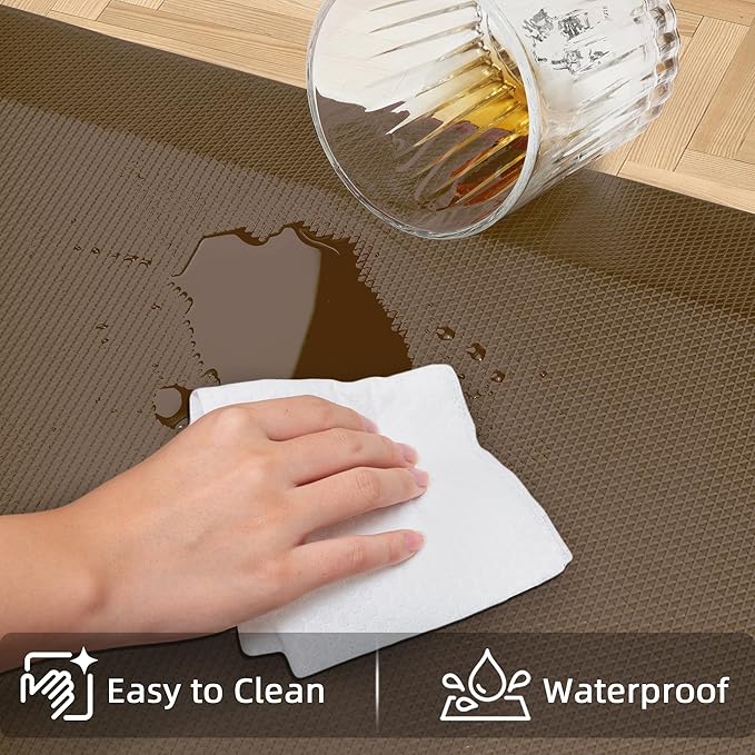 2 PCS Anti Fatigue Kitchen Mats for Floor, Brown 9/10 Extra Thick Cushioned Standing Desk Mat, Comfort Memory Foam Ergonomic Rugs and Mats Non-Slip Waterproof for Office, Kitchen, 20"x32"+20"x32"