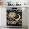 Dishwasher Magnet Cover,Moon Sun Dishwasher Cover Magnetic Cloud Astrology Home Appliances Refrigerator Decorative 23" x 26"