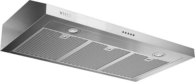 Under Cabinet Range Hood 36 Inch, 1200 CFM Dual-Motor Kitchen Vent with LED Lights, Button Control, Ducted Vent Hood, Reusable 5-Layer Aluminum Filters, Stainless Steel