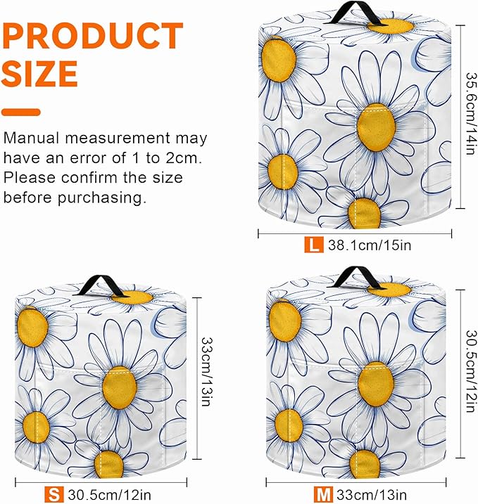 Kitchen Appliance Accessories Dust Cover for 3-6-8 Quart Instant Pot, Pressure Cooker, Air Fryer & Crock Pot,Decorative Appliance Cloth Cover with Top Handle & Storage Pockets (Daisy, 6 Quart)