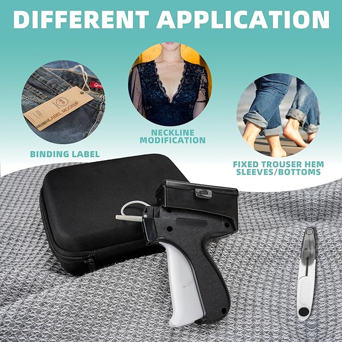 Clothing Label Gun with Box,Standard Retail Price Tag Labeling Gun Kit,Having 6 Needles, 2000 Micro Fasteners, Scissors and Soft Cover,Suitable for Store,Warehouse,Consignment,Yard Sale,etc.(Black)