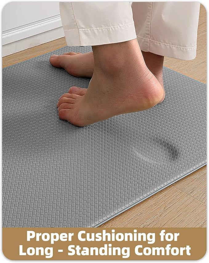 Color&Geometry Anti Fatigue Cushion Kitchen Mat for Floor -24"x71",Wide,Easy Clean, Water & Oil Proof, Anti Slip, Foam Rubber Runner Rug for Front Sink Comfort Standing,Grey