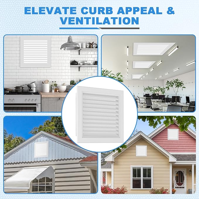 2-Pack 10" x 10" Premium Aluminum Gable Vents with Screen, Paintable Design -Ideal for Attic and Shed Ventilation, Vent Opening: 8"x8"