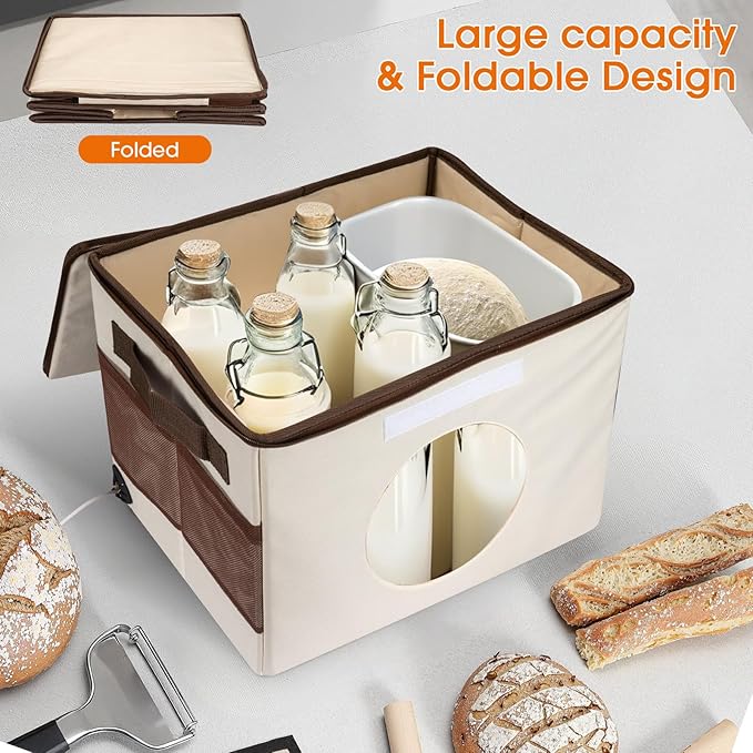 Bread Proofing Box with 86-113℉ Temp Control & 24H Timer, Dough Proofer with Metal Rack, Proofing Box for Sourdough, Bread Baking, Pizza, Yogurt, Kombucha, Space-Saving
