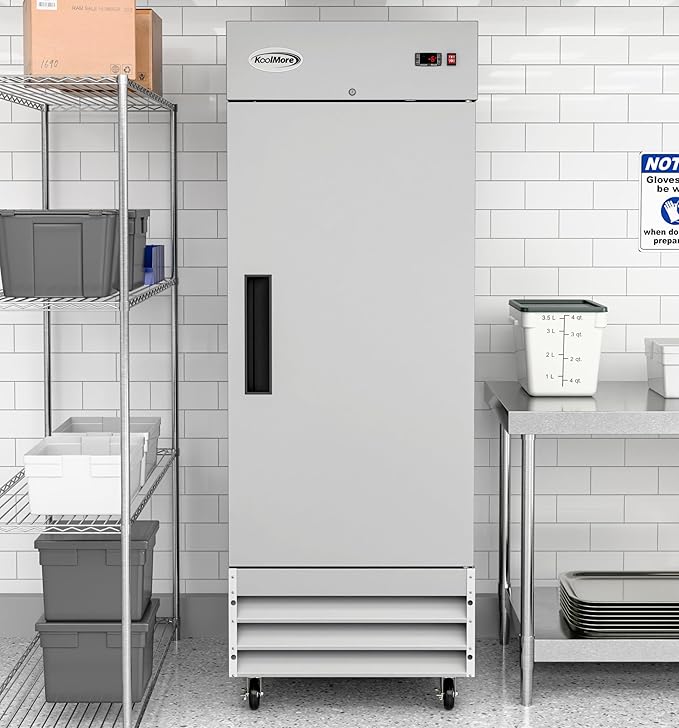 KoolMore 29" 1 Door Stainless Steel Upright Commercial Reach-in Freezer - 23 cu. ft