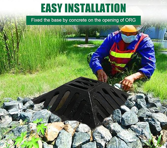Ductile Iron Atrium Grate and Frame,18x18in Square Beehive Catch Basin Inlet, Metal Overflow Relief Gully Grates for Yard,Heavy Duty Swale Drain Grates Bolted with Base(Frame Size 20x20in)