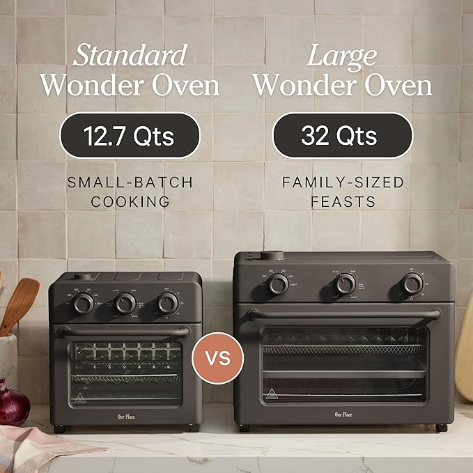 Our Place Large Wonder Oven | 6-in-1 Stainless Steel Air Fryer Toaster Oven Combo with Basket, Rack, Pan & Tray | 3-Rack, 32 QT, Large Capacity - Toast, Roast, Bake, Reheat, Broil & Steam | Spice