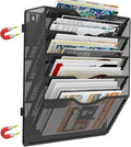 5 Tier Magnetic File Holder for File Cabinets, Refrigerator, Whiteboard, Office, No Drilling Installation Large Capacity Black Magnetic File Holder