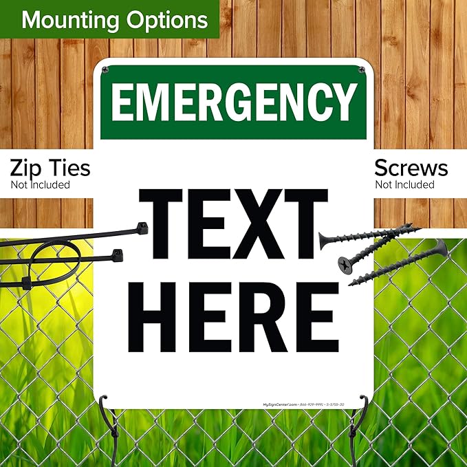 Custom Emergency Sign, OSHA Sign, 24x30 Inches, 55 mil thick HDPE (high density polyethylene), Made in USA by My Sign Center