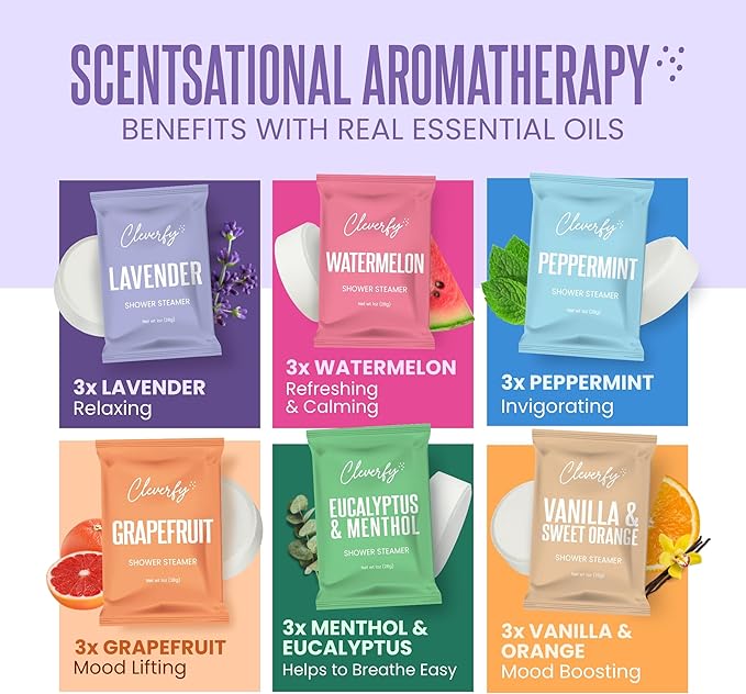 Cleverfy Shower Steamers Aromatherapy - Valentines Day Gifts for Her, Him, Women, Daughter, Mom, Girlfriend, Wife, Teen Girls and Boys - Valentines Gifts for Her, Him, Women and Men - 18 Tablets