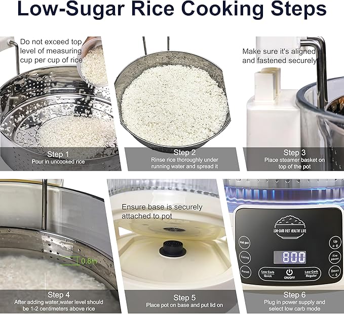 Low Carb Rice Cooker,3L Multifunction Low Sugar Rice Cooker Small,Reservable & Timable,4H Keep Warm,Cooking,Simmering,Stewing,Steaming All In One,Ideal for Small Familie,Apartment(3L,Beige)