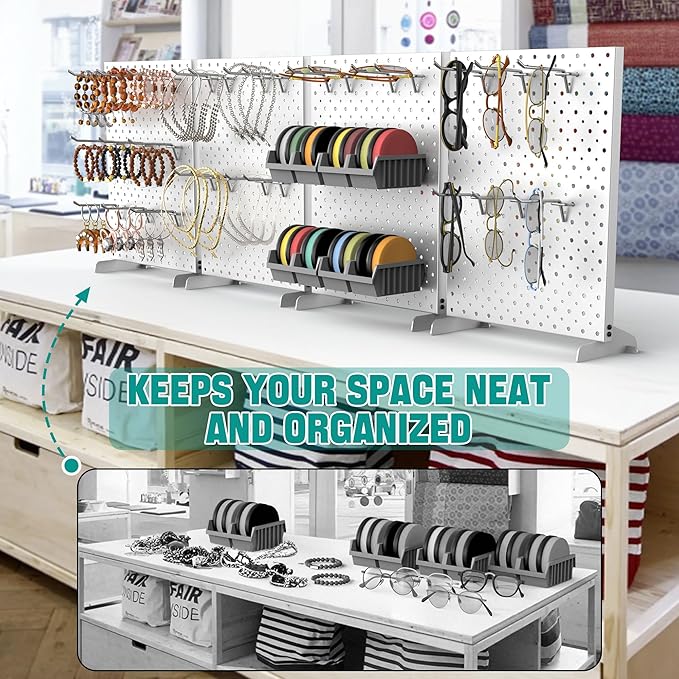 EVERHANGER Metal Pegboard Display Stand, Freestanding Tabletop Pegboard Display for Craft Shows & Fairs, 12"X16", 2pcs Gray